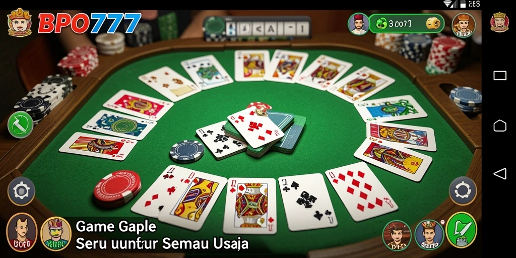 Screenshot gameplay BPO777 yang menampilkan suasana permainan Gaple.