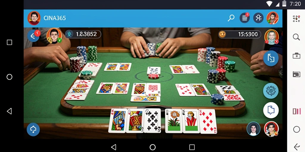 Screenshot gameplay CINA365 yang menghadirkan permainan Gaple yang seru.