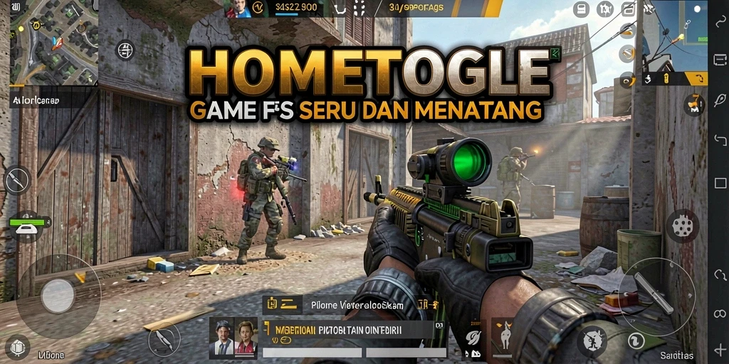 Screenshot HOMETOGEL menampilkan aksi menembak yang mendebarkan.