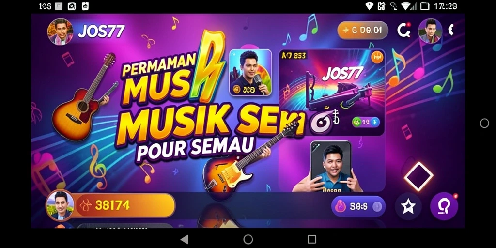Tampilan gameplay JOS77 dengan berbagai pilihan lagu yang menarik.