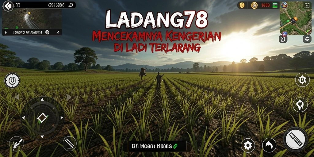 Screenshot utama LADANG78 menunjukkan suasana kegelapan yang mencekam.