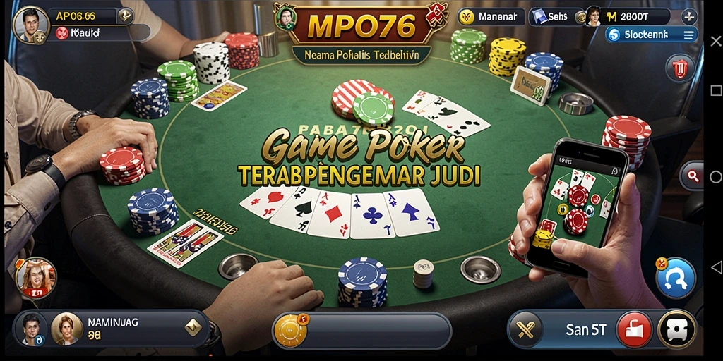 Screenshot utama MPO76 menunjukkan keseruan gameplay poker yang mengesankan.