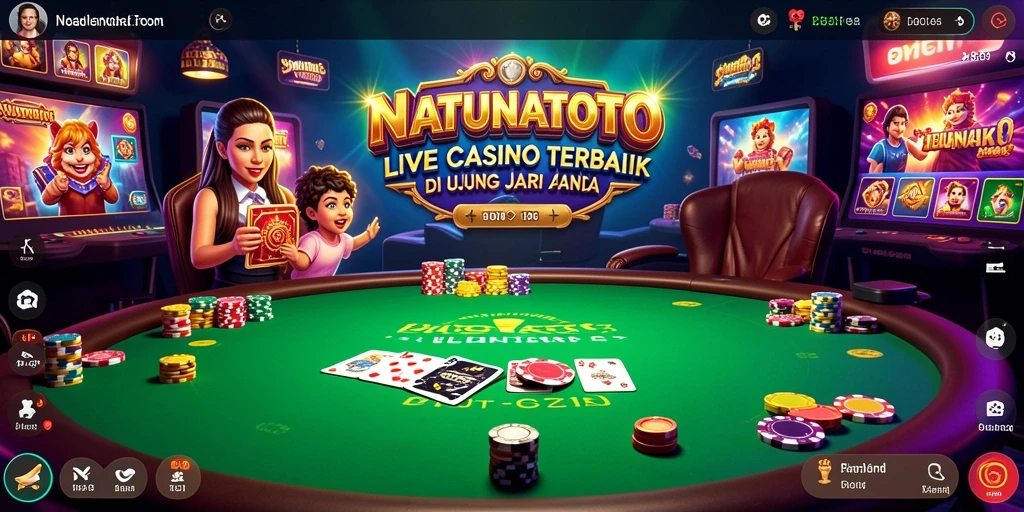 Screenshot utama NATUNATOTO menampilkan dealer yang sedang melayani pemain dalam suasana Live Casino.