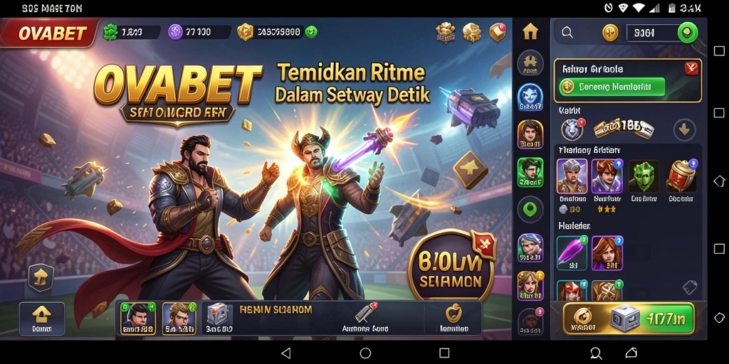 Screenshot gameplay OVABET menampilkan antarmuka musik yang dinamis.