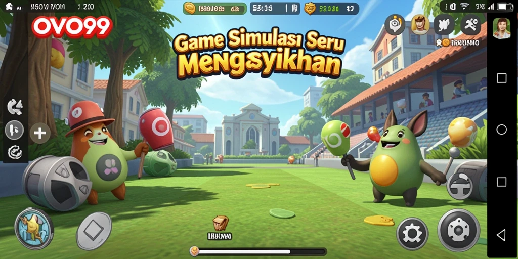 Tampilan menarik dari gameplay OVO99 yang seru dan mendidik.