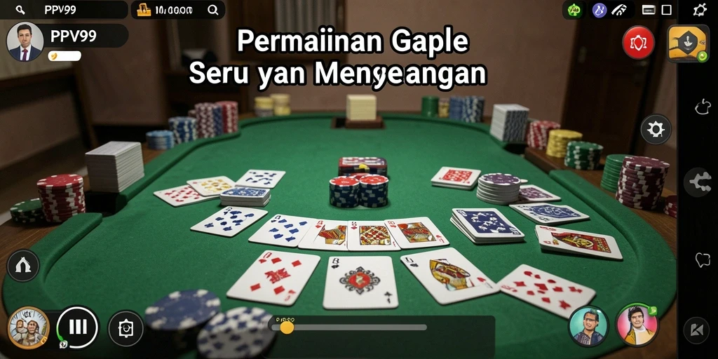 Tampilan gameplay Gaple di aplikasi PPV99 yang seru.