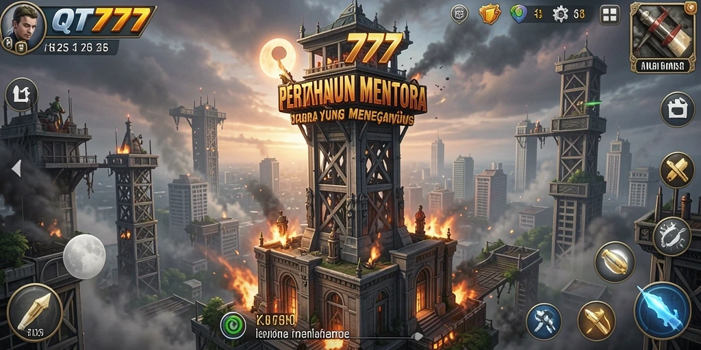 Tampilan gameplay QT777 dengan aksi menegangkan Tower Defense.