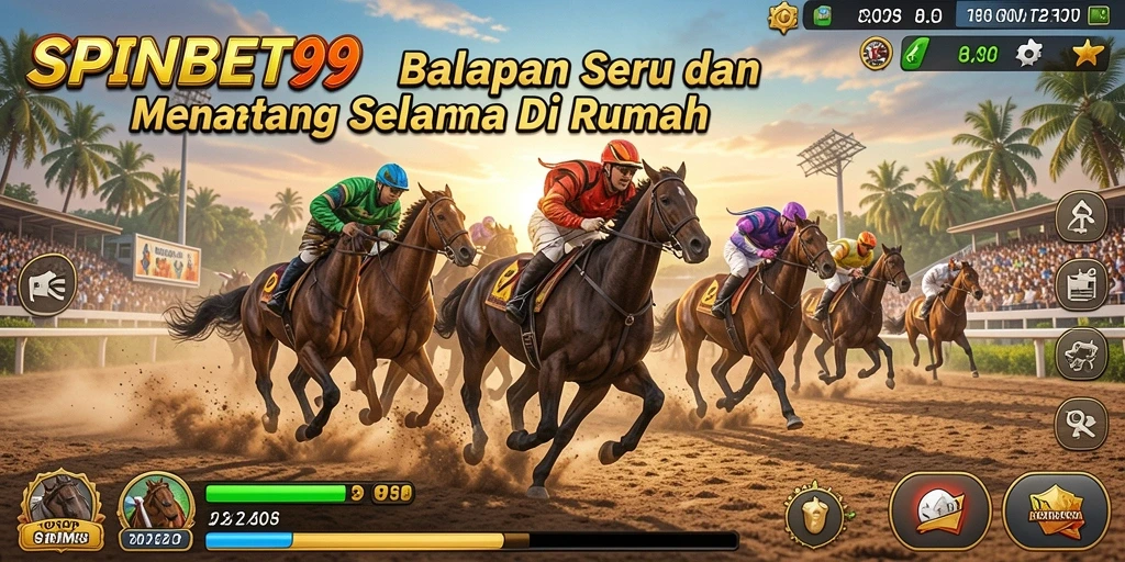 Screenshot gameplay SPINBET99 menunjukkan aksi balapan yang mendebarkan.